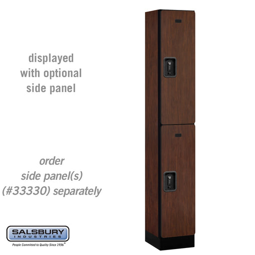 Salsbury 12" Wide Double Tier Designer Wood Locker - 1 Wide - 6 Feet High - 15 Inches Deep - Mahogany - Black Resettable Combination Locks - Sweatfully