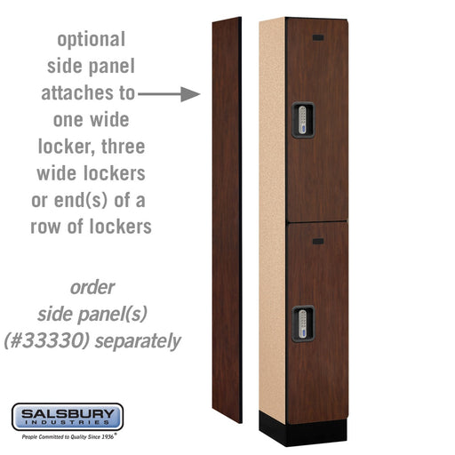 Salsbury 12" Wide Double Tier Designer Wood Locker - 1 Wide - 6 Feet High - 15 Inches Deep - Mahogany - Silver Electronic Locks - Sweatfully