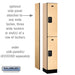 Salsbury 12" Wide Double Tier Designer Wood Locker - 1 Wide - 6 Feet High - 15 Inches Deep - Maple - Black Resettable Combination Locks - Sweatfully