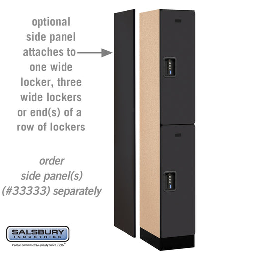 Salsbury 12" Wide Double Tier Designer Wood Locker - 1 Wide - 6 Feet High - 18 Inches Deep - Black - Black Electronic Locks - Sweatfully