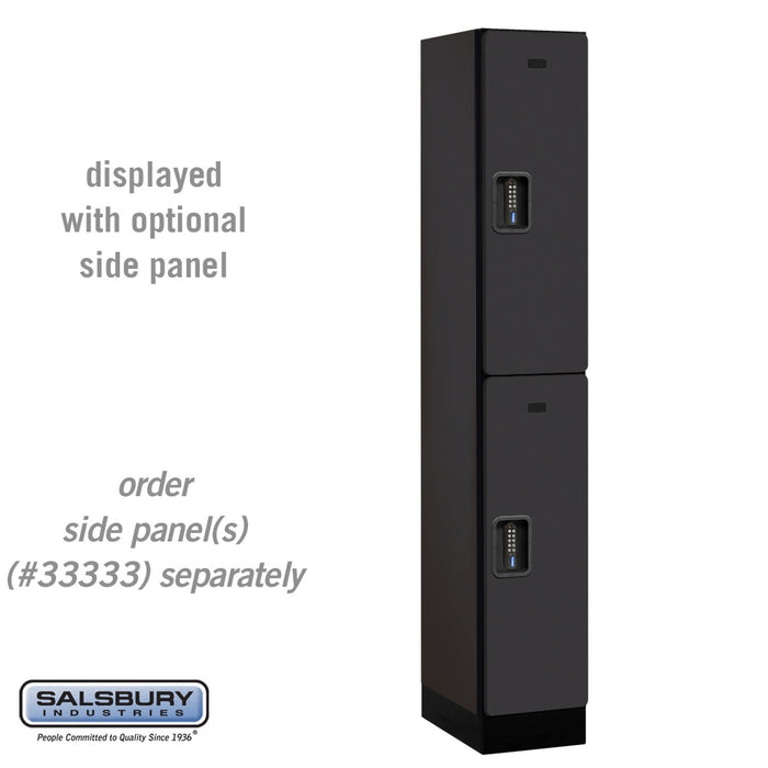 Salsbury 12" Wide Double Tier Designer Wood Locker - 1 Wide - 6 Feet High - 18 Inches Deep - Black - Black Electronic Locks - Sweatfully