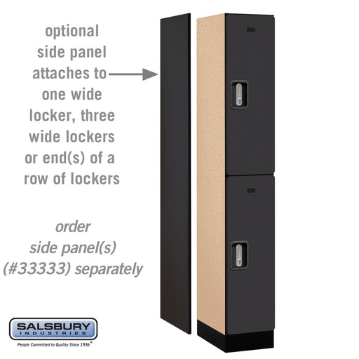 Salsbury 12" Wide Double Tier Designer Wood Locker - 1 Wide - 6 Feet High - 18 Inches Deep - Black - Silver Electronic Locks - Sweatfully