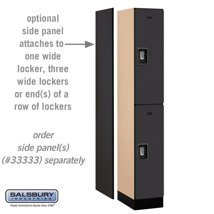 Salsbury 12" Wide Double Tier Designer Wood Locker - 1 Wide - 6 Feet High - 18 Inches Deep - Black - Silver Resettable Combination Locks - Sweatfully