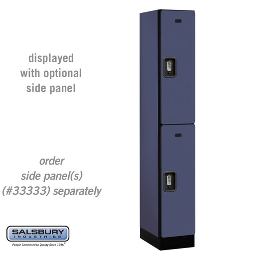 Salsbury 12" Wide Double Tier Designer Wood Locker - 1 Wide - 6 Feet High - 18 Inches Deep - Blue - Silver Resettable Combination Locks - Sweatfully