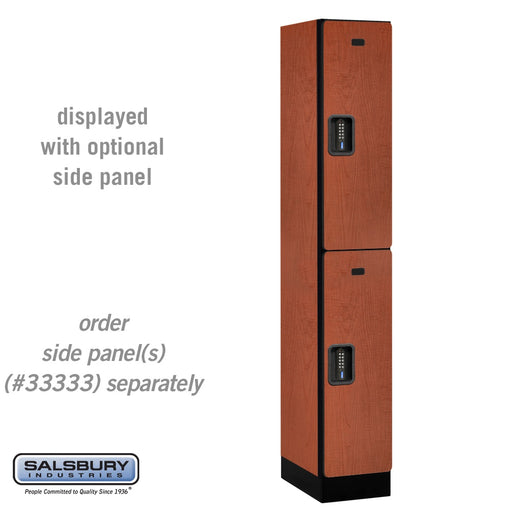 Salsbury 12" Wide Double Tier Designer Wood Locker - 1 Wide - 6 Feet High - 18 Inches Deep - Cherry - Black Electronic Locks - Sweatfully