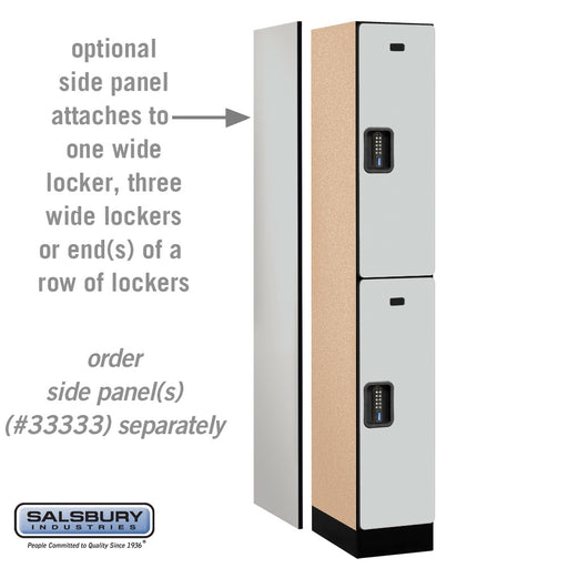 Salsbury 12" Wide Double Tier Designer Wood Locker - 1 Wide - 6 Feet High - 18 Inches Deep - Gray - Black Electronic Locks - Sweatfully