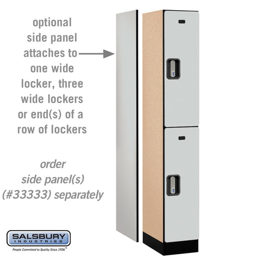 Salsbury 12" Wide Double Tier Designer Wood Locker - 1 Wide - 6 Feet High - 18 Inches Deep - Gray - Silver Electronic Locks - Sweatfully