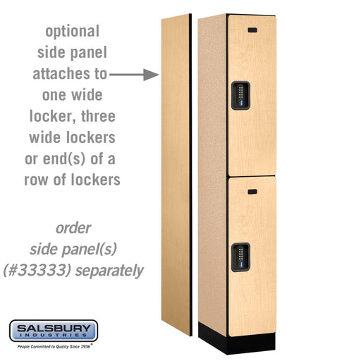 Salsbury 12" Wide Double Tier Designer Wood Locker - 1 Wide - 6 Feet High - 18 Inches Deep - Maple - Black Electronic Locks - Sweatfully