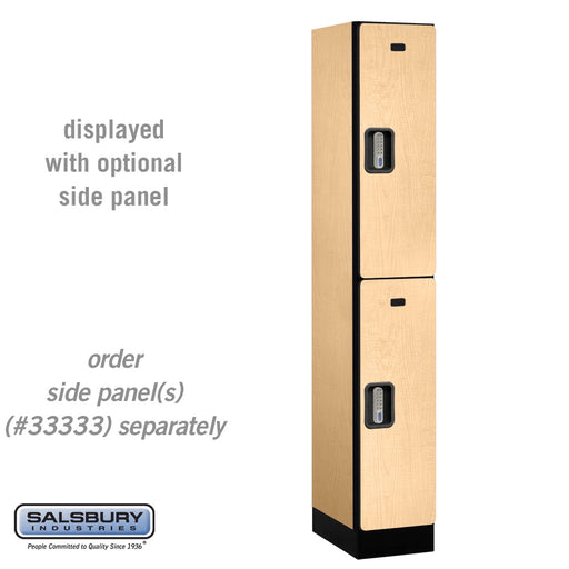 Salsbury 12" Wide Double Tier Designer Wood Locker - 1 Wide - 6 Feet High - 18 Inches Deep - Maple - Silver Electronic Locks - Sweatfully