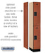 Salsbury 12" Wide Double Tier Designer Wood Locker - 1 Wide - 6 Feet High - 18 Inches Deep - Cherry - Hasps - Sweatfully