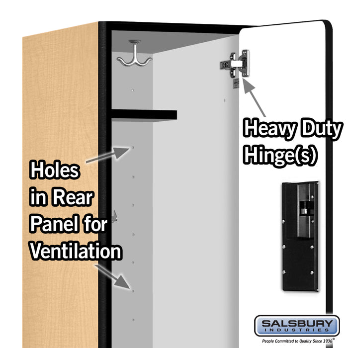 Salsbury 12" Wide Double Tier Designer Wood Locker - 1 Wide - 6 Feet High - 18 Inches Deep - Maple - Hasps - Sweatfully