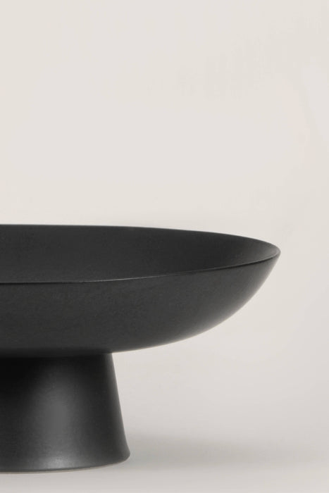 Matte Black Ceramic Footed Bowl - Sweatfully