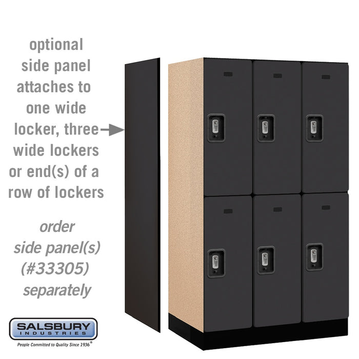 Salsbury 12" Wide Double Tier Designer Wood Locker - 3 Wide - 5 Feet High - 21 Inches Deep - Black - Silver Resettable Combination Locks - Sweatfully