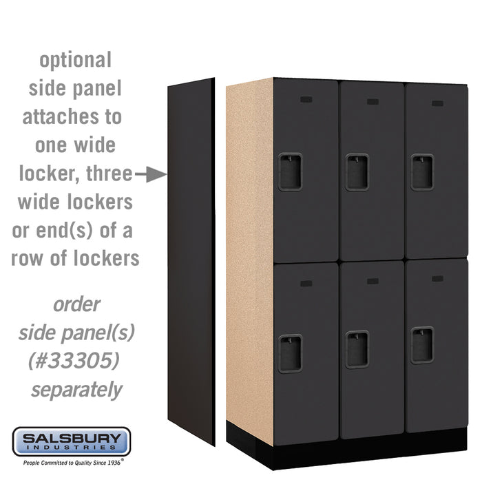 Salsbury 12" Wide Double Tier Designer Wood Locker - 3 Wide - 5 Feet High - 21 Inches Deep - Black - Hasps - Sweatfully
