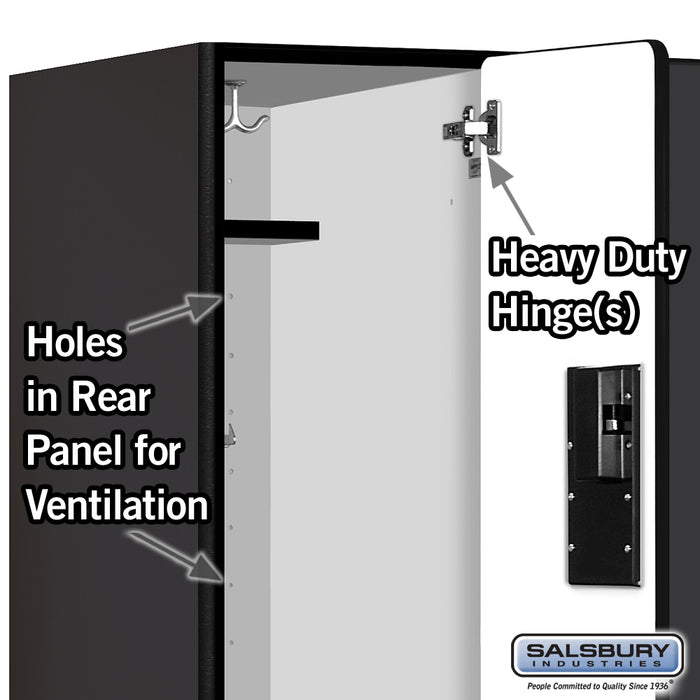 Salsbury 12" Wide Double Tier Designer Wood Locker - 3 Wide - 5 Feet High - 21 Inches Deep - Black - Hasps - Sweatfully