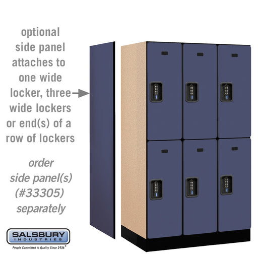 Salsbury 12" Wide Double Tier Designer Wood Locker - 3 Wide - 5 Feet High - 21 Inches Deep - Blue - Black Electronic Locks - Sweatfully