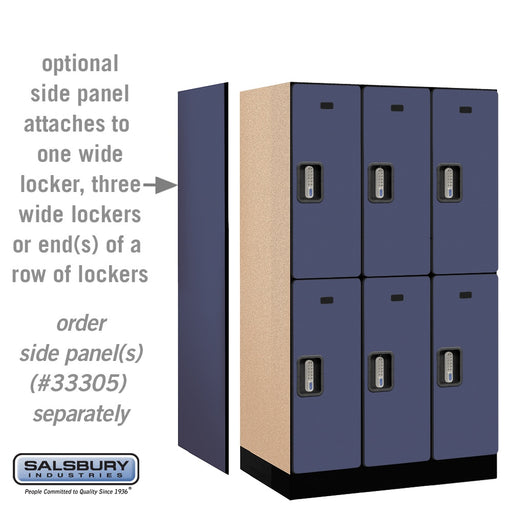 Salsbury 12" Wide Double Tier Designer Wood Locker - 3 Wide - 5 Feet High - 21 Inches Deep - Blue - Silver Electronic Locks - Sweatfully