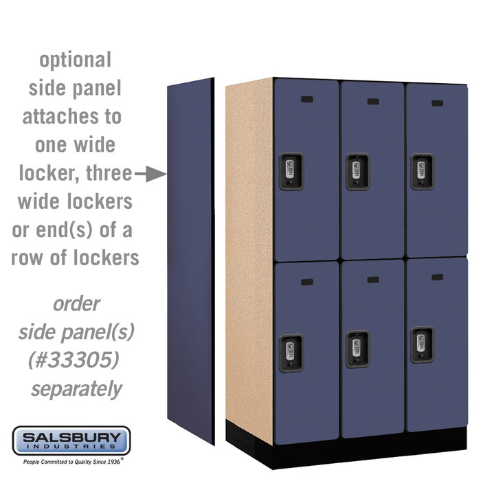 Salsbury 12" Wide Double Tier Designer Wood Locker - 3 Wide - 5 Feet High - 21 Inches Deep - Blue - Silver Resettable Combination Locks - Sweatfully