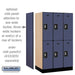 Salsbury 12" Wide Double Tier Designer Wood Locker - 3 Wide - 5 Feet High - 21 Inches Deep - Blue - Silver Resettable Combination Locks - Sweatfully