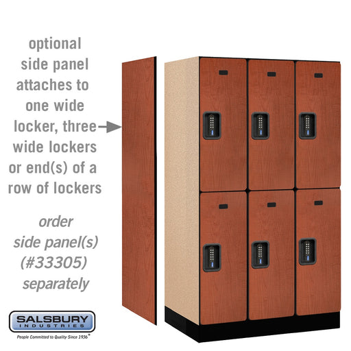 Salsbury 12" Wide Double Tier Designer Wood Locker - 3 Wide - 5 Feet High - 21 Inches Deep - Cherry - Black Electronic Locks - Sweatfully
