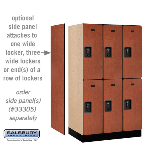 Salsbury 12" Wide Double Tier Designer Wood Locker - 3 Wide - 5 Feet High - 21 Inches Deep - Cherry - Black Resettable Combination Locks - Sweatfully