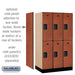 Salsbury 12" Wide Double Tier Designer Wood Locker - 3 Wide - 5 Feet High - 21 Inches Deep - Cherry - Hasps - Sweatfully
