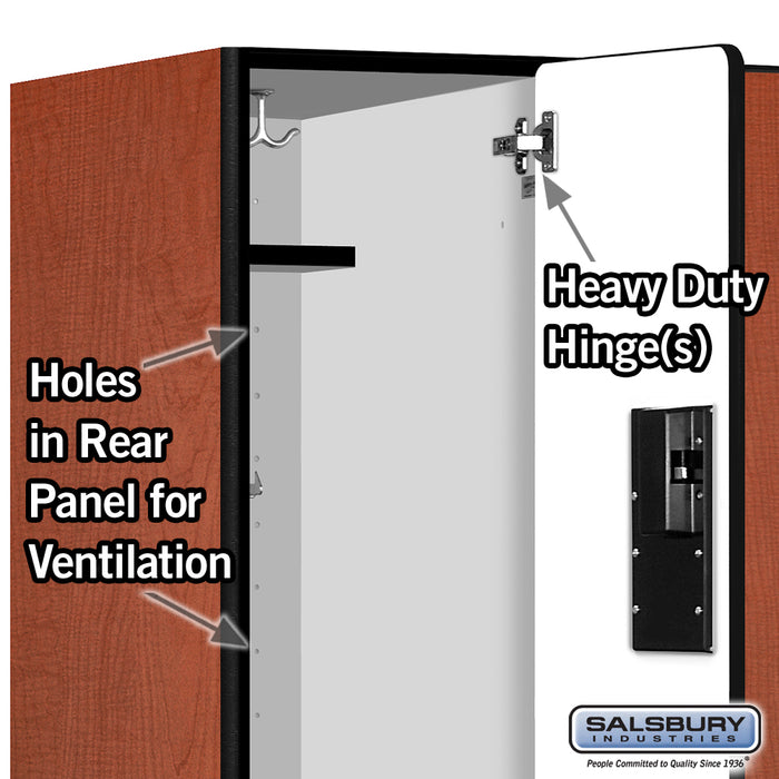 Salsbury 12" Wide Double Tier Designer Wood Locker - 3 Wide - 5 Feet High - 21 Inches Deep - Cherry - Hasps - Sweatfully