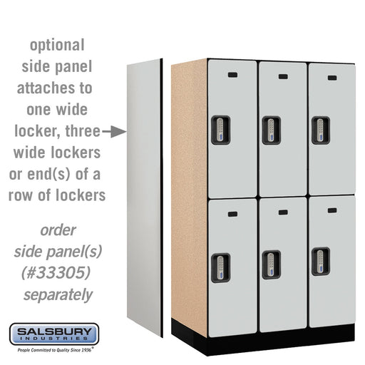 Salsbury 12" Wide Double Tier Designer Wood Locker - 3 Wide - 5 Feet High - 21 Inches Deep - Gray - Silver Electronic Locks - Sweatfully
