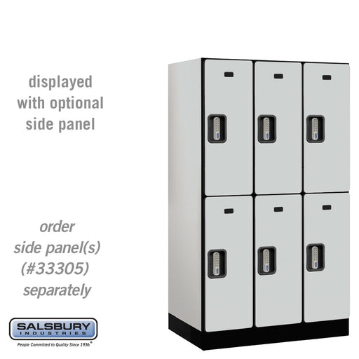 Salsbury 12" Wide Double Tier Designer Wood Locker - 3 Wide - 5 Feet High - 21 Inches Deep - Gray - Silver Electronic Locks - Sweatfully