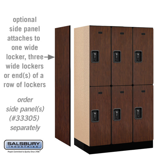 Salsbury 12" Wide Double Tier Designer Wood Locker - 3 Wide - 5 Feet High - 21 Inches Deep - Mahogany - Black Resettable Combination Locks - Sweatfully