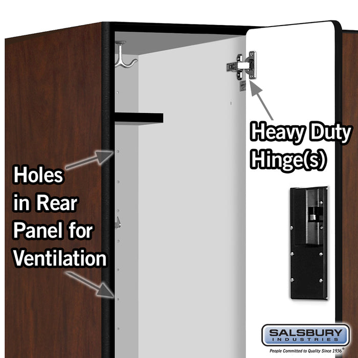 Salsbury 12" Wide Double Tier Designer Wood Locker - 3 Wide - 5 Feet High - 21 Inches Deep - Mahogany - Hasps - Sweatfully