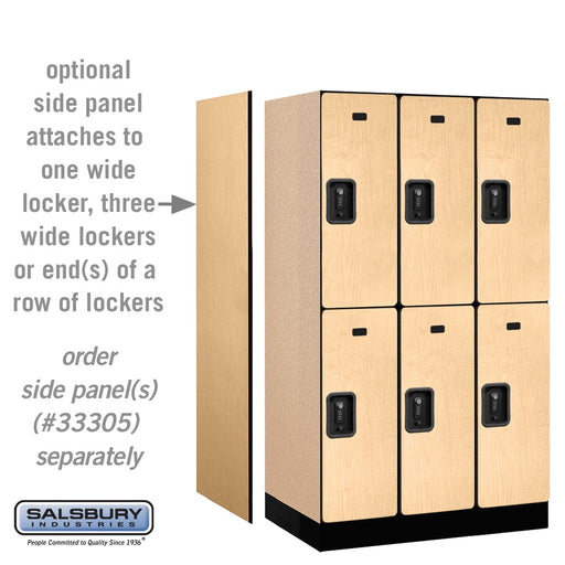 Salsbury 12" Wide Double Tier Designer Wood Locker - 3 Wide - 5 Feet High - 21 Inches Deep - Maple - Black Resettable Combination Locks - Sweatfully