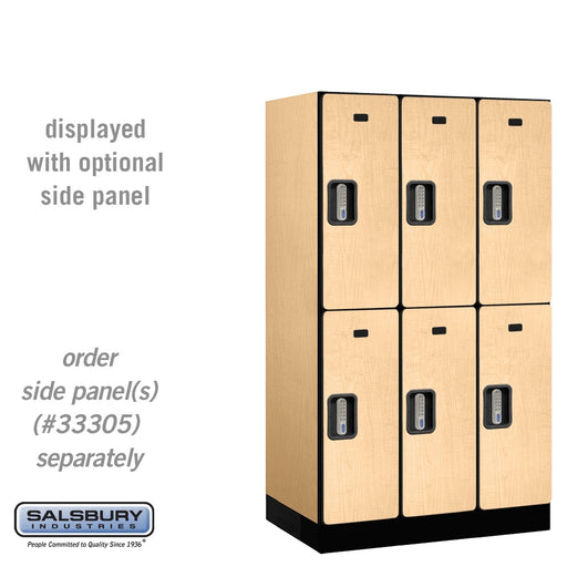Salsbury 12" Wide Double Tier Designer Wood Locker - 3 Wide - 5 Feet High - 21 Inches Deep - Maple - Silver Electronic Locks - Sweatfully