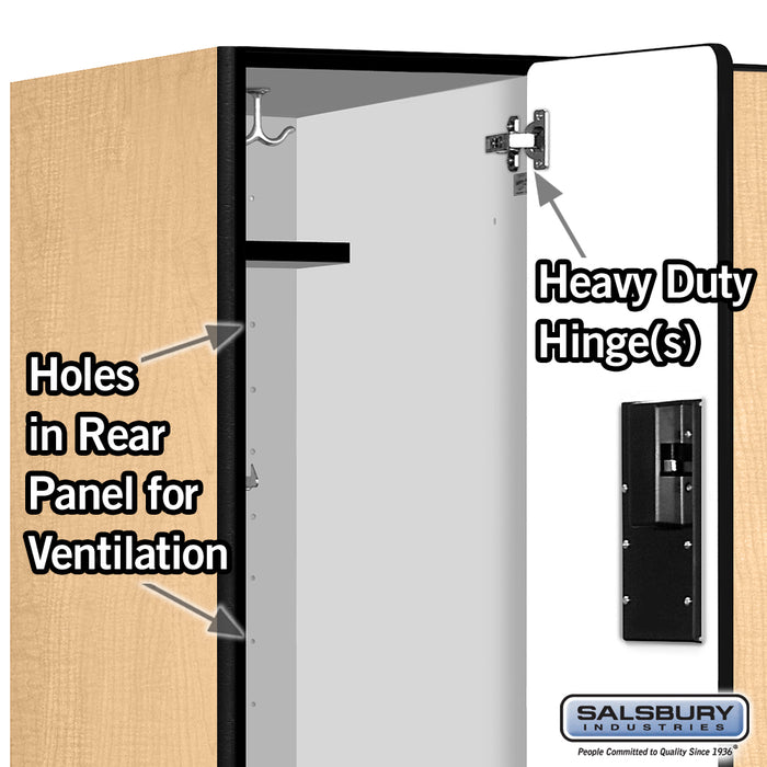 Salsbury 12" Wide Double Tier Designer Wood Locker - 3 Wide - 5 Feet High - 21 Inches Deep - Maple - Hasps - Sweatfully