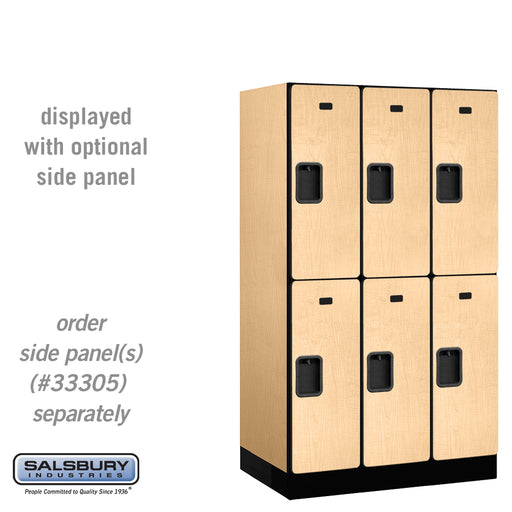 Salsbury 12" Wide Double Tier Designer Wood Locker - 3 Wide - 5 Feet High - 21 Inches Deep - Maple - Hasps - Sweatfully