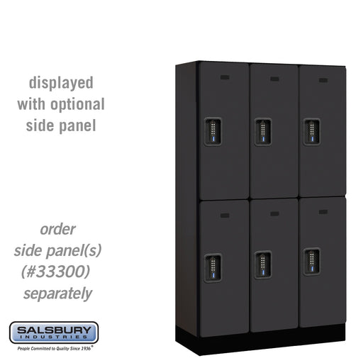 Salsbury 12" Wide Double Tier Designer Wood Locker - 3 Wide - 5 Feet High - 15 Inches Deep - Black - Black Electronic Locks - Sweatfully