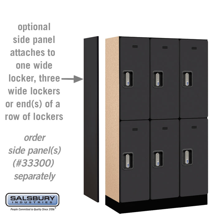 Salsbury 12" Wide Double Tier Designer Wood Locker - 3 Wide - 5 Feet High - 15 Inches Deep - Black - Silver Electronic Locks - Sweatfully