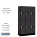 Salsbury 12" Wide Double Tier Designer Wood Locker - 3 Wide - 5 Feet High - 15 Inches Deep - Black - Silver Electronic Locks - Sweatfully