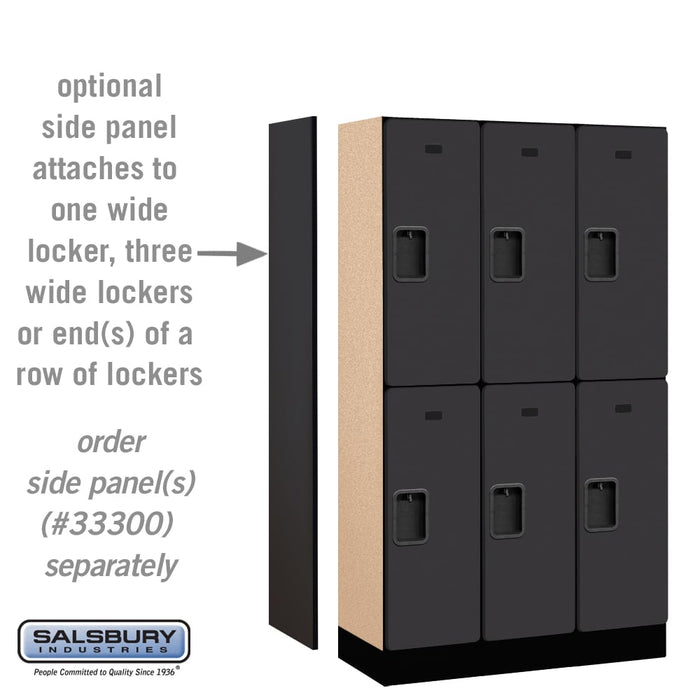 Salsbury 12" Wide Double Tier Designer Wood Locker - 3 Wide - 5 Feet High - 15 Inches Deep - Black - Hasps - Sweatfully