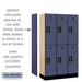 Salsbury 12" Wide Double Tier Designer Wood Locker - 3 Wide - 5 Feet High - 15 Inches Deep - Blue - Black Electronic Locks - Sweatfully