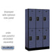 Salsbury 12" Wide Double Tier Designer Wood Locker - 3 Wide - 5 Feet High - 15 Inches Deep - Blue - Black Resettable Combination Locks - Sweatfully