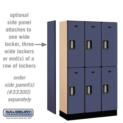 Salsbury 12" Wide Double Tier Designer Wood Locker - 3 Wide - 5 Feet High - 15 Inches Deep - Blue - Silver Electronic Locks - Sweatfully