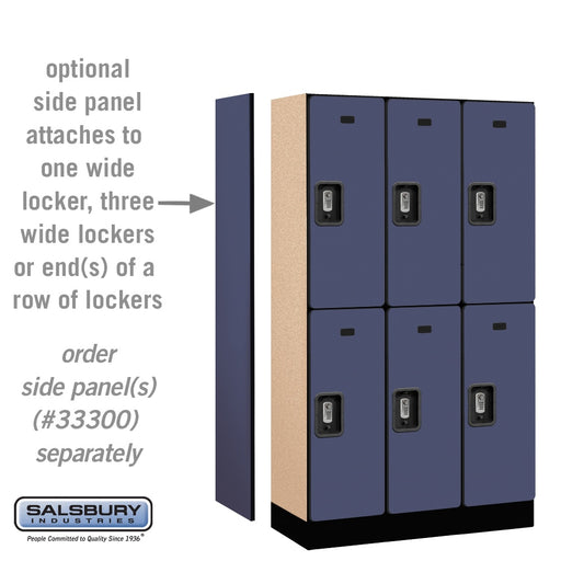 Salsbury 12" Wide Double Tier Designer Wood Locker - 3 Wide - 5 Feet High - 15 Inches Deep - Blue - Silver Resettable Combination Locks - Sweatfully