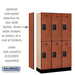 Salsbury 12" Wide Double Tier Designer Wood Locker - 3 Wide - 5 Feet High - 15 Inches Deep - Cherry - Black Resettable Combination Locks - Sweatfully