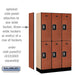 Salsbury 12" Wide Double Tier Designer Wood Locker - 3 Wide - 5 Feet High - 15 Inches Deep - Cherry - Silver Resettable Combination Locks - Sweatfully