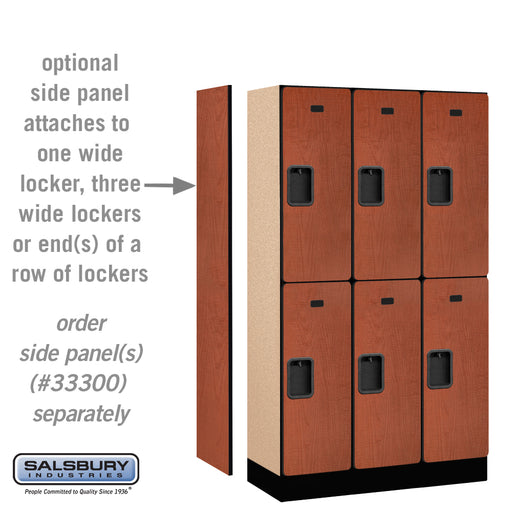 Salsbury 12" Wide Double Tier Designer Wood Locker - 3 Wide - 5 Feet High - 15 Inches Deep - Cherry - Hasps - Sweatfully
