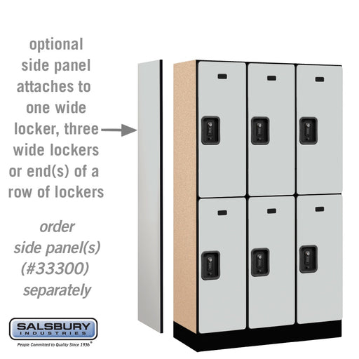 Salsbury 12" Wide Double Tier Designer Wood Locker - 3 Wide - 5 Feet High - 15 Inches Deep - Gray - Black Resettable Combination Locks - Sweatfully