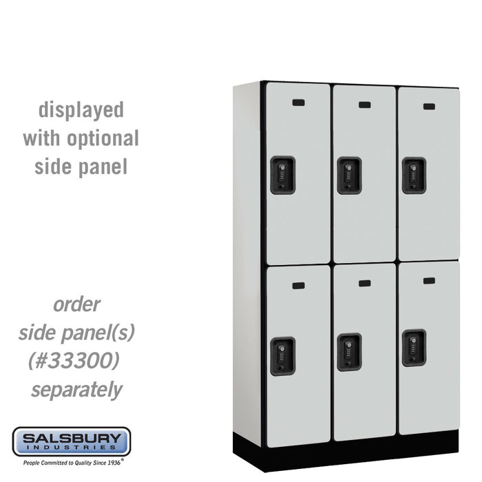 Salsbury 12" Wide Double Tier Designer Wood Locker - 3 Wide - 5 Feet High - 15 Inches Deep - Gray - Black Resettable Combination Locks - Sweatfully