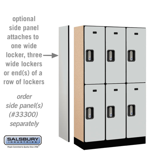 Salsbury 12" Wide Double Tier Designer Wood Locker - 3 Wide - 5 Feet High - 15 Inches Deep - Gray - Silver Electronic Locks - Sweatfully