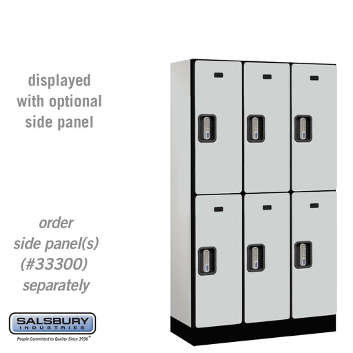 Salsbury 12" Wide Double Tier Designer Wood Locker - 3 Wide - 5 Feet High - 15 Inches Deep - Gray - Silver Electronic Locks - Sweatfully